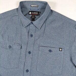Duluth Untucked Alaskan Hardgear Mens Large Blue Short Sleeve Button Up Shirt‎